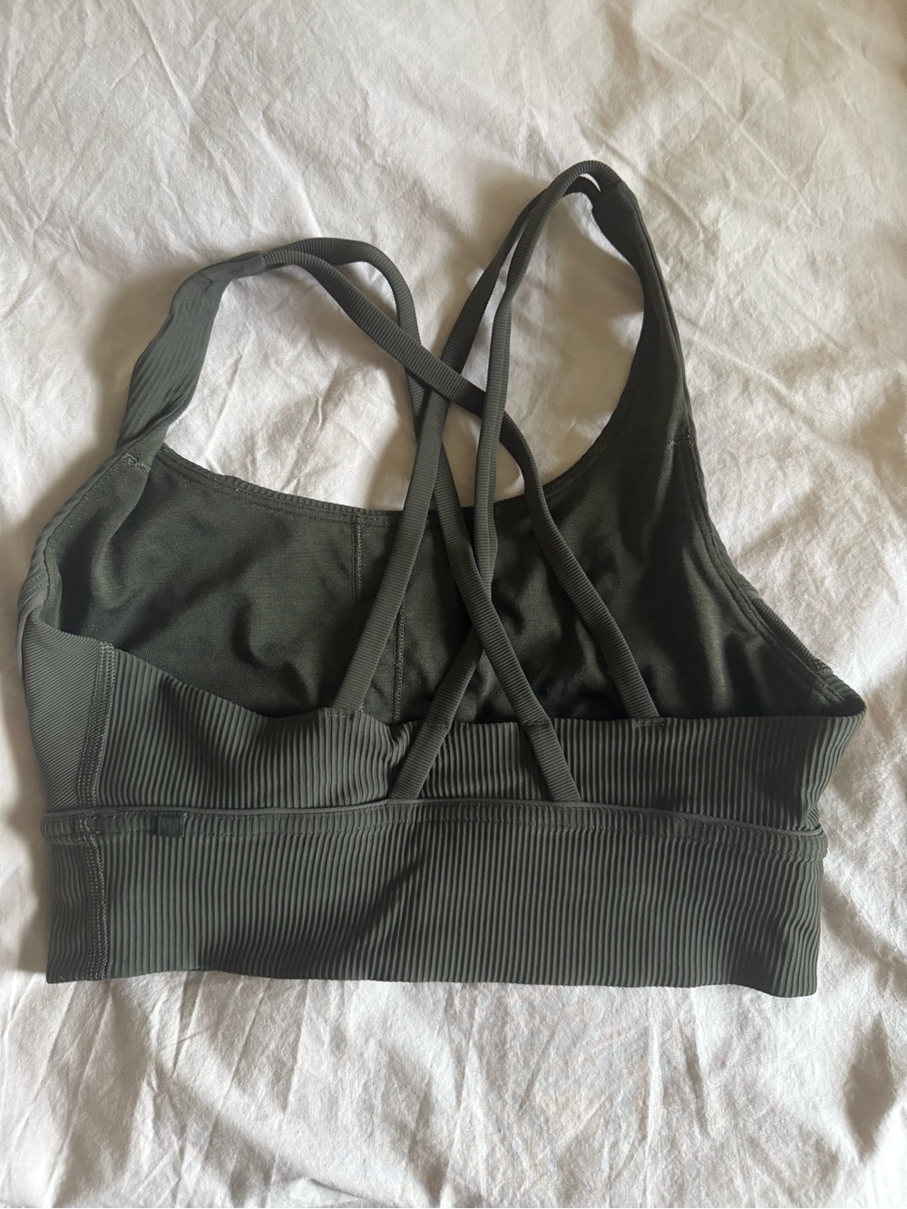 lululemon athletica Ribbed Crisscross Sports Bra - Olive - Picture 2 of 3